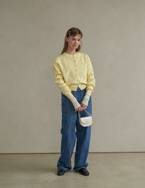 [LAFUDGE FOR WOMAN] Essential Round Knit Cardigan (Butter Lemon)