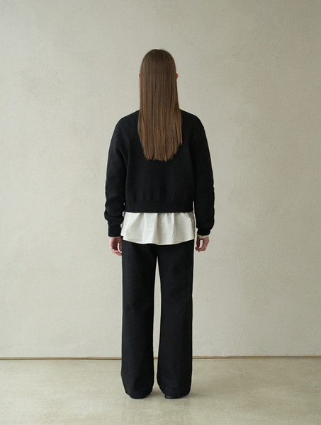 [LAFUDGE FOR WOMAN] Essential Round Knit Cardigan (Black)