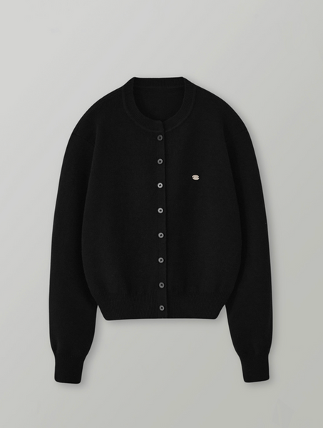 [LAFUDGE FOR WOMAN] Essential Round Knit Cardigan (Black)