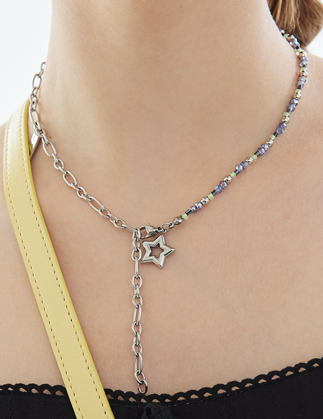 [VVV] Ribbon Star Chain Drop Surgical Necklace