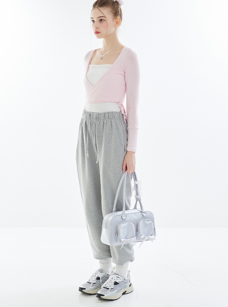 [VVV] Ribbon Pocket Tote Shoulder bag (Silver)