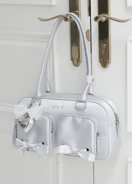 [VVV] Ribbon Pocket Tote Shoulder bag (Silver)