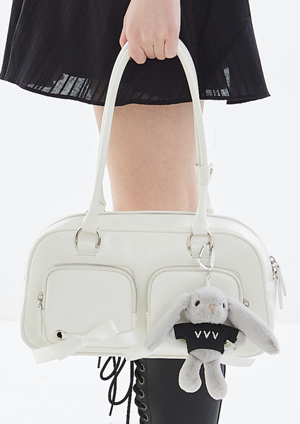 [VVV] Ribbon Pocket Tote Shoulder bag (Ivory)