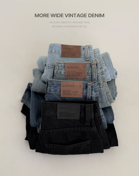 [SLOWAND] # SLOWMADE More Wide Vintage Denim Pants (4Colors)