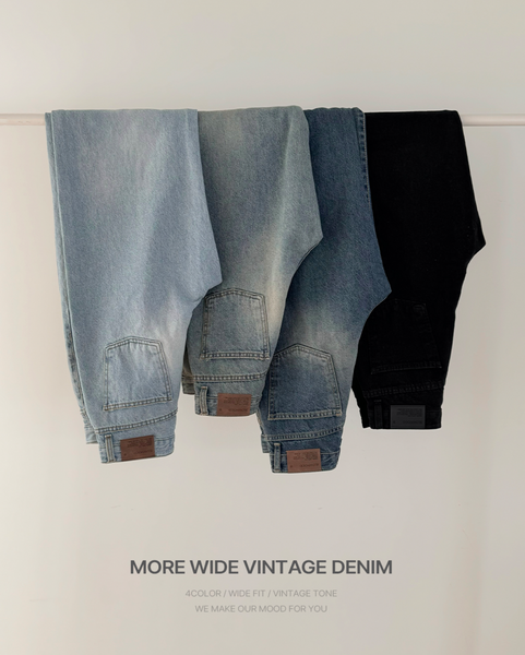 [SLOWAND] # SLOWMADE More Wide Vintage Denim Pants (4Colors)