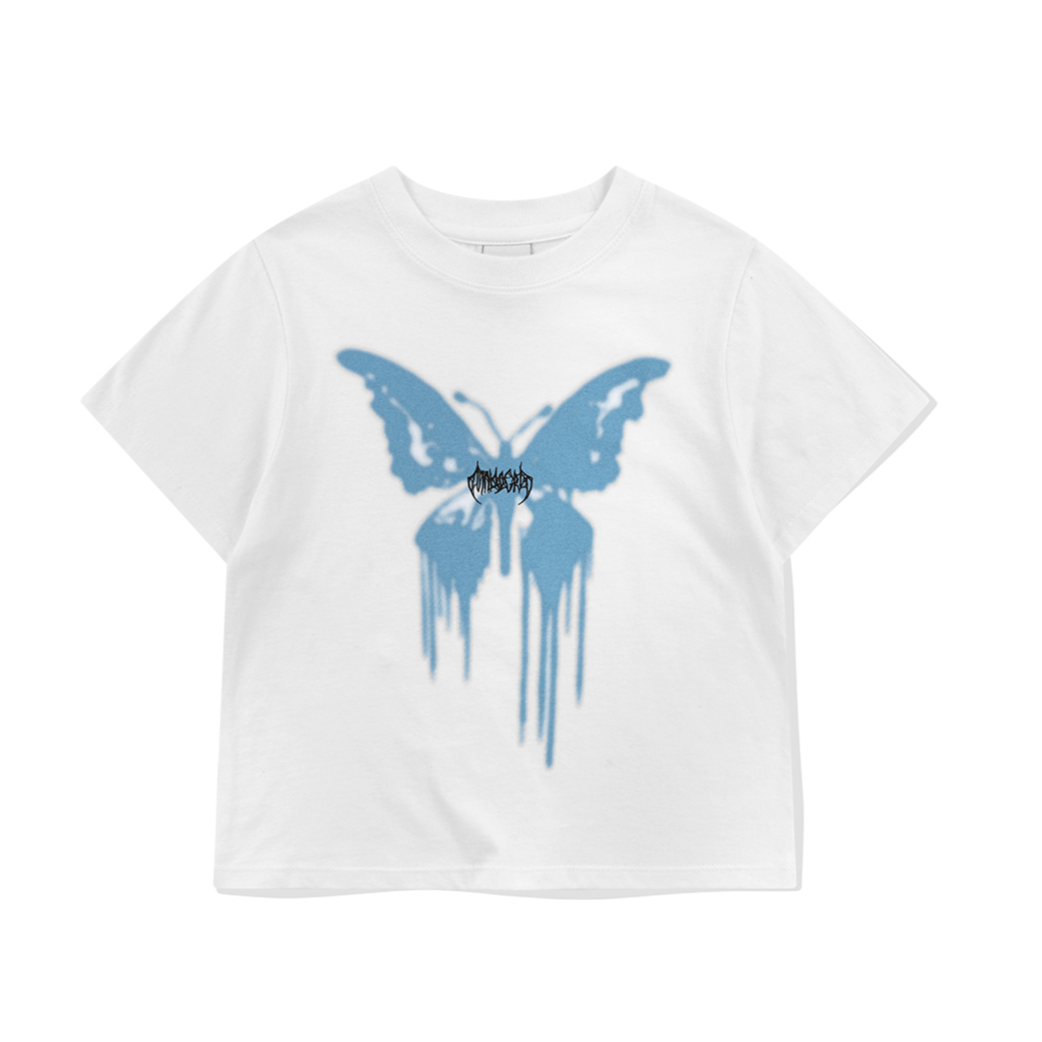 [mahagrid] BUTTERFLY GOTH CROP TEE [WHITE]