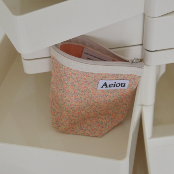 [aeiou] Aeiou Basic Pouch (M size) Grandma Flower Corduroy Apricot