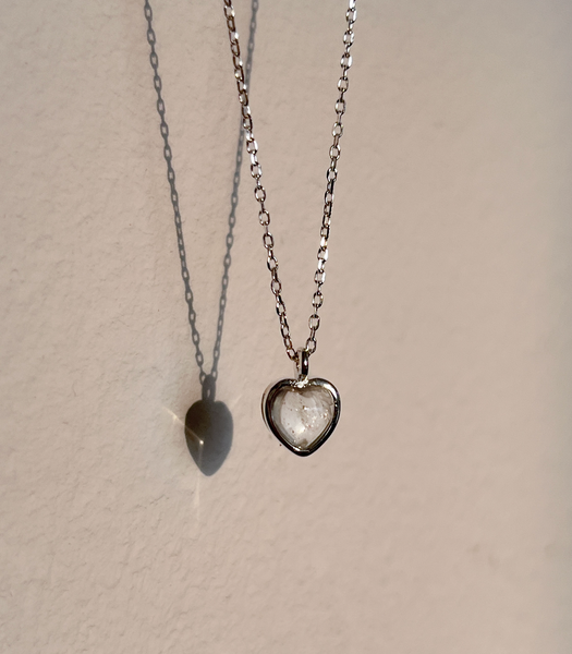 [aube n berry] 925Silver Moonlight Daily Heart Layered Silver Necklace