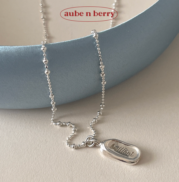 [aube n berry] 925silver Oval Engraved Ball Chain Necklace (可刻字)