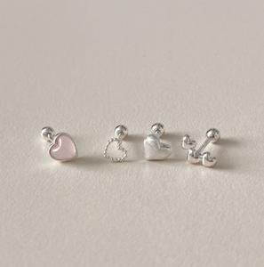 [aube n berry] 925Silver Oh My Heart Lovely Cubic Layered Silver Piercing Set