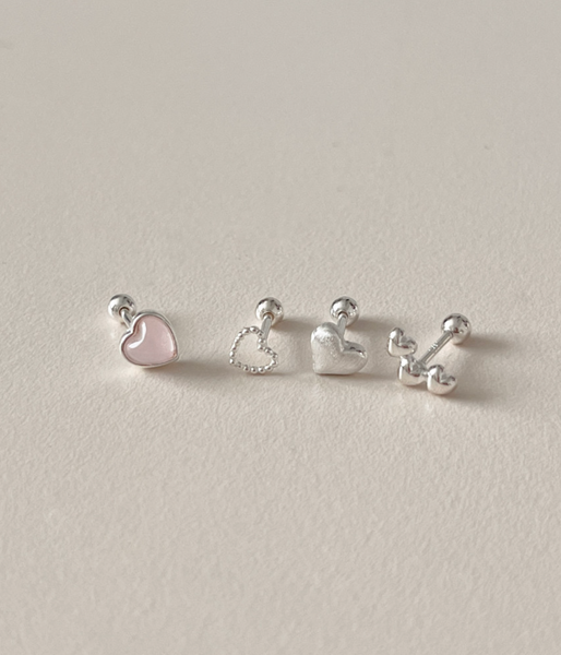 [aube n berry] 925Silver Oh My Heart Lovely Cubic Layered Silver Piercing Set