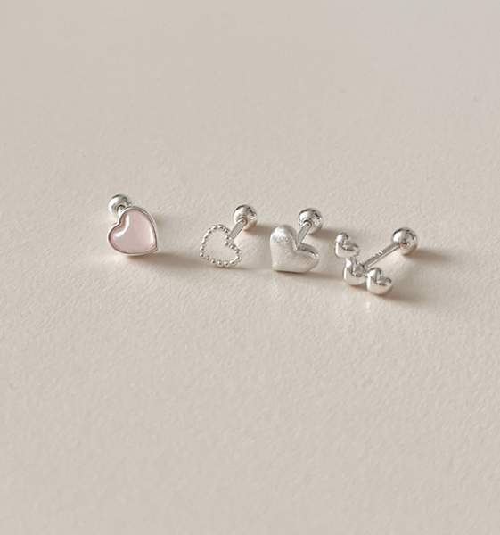 [aube n berry] 925Silver Oh My Heart Lovely Cubic Layered Silver Piercing Set