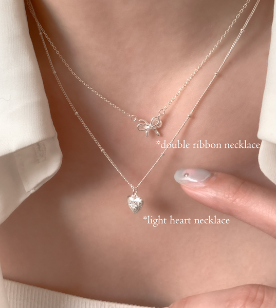 [aube n berry] 925Silver Midnight Starlight Heart Cubic Silver Necklace