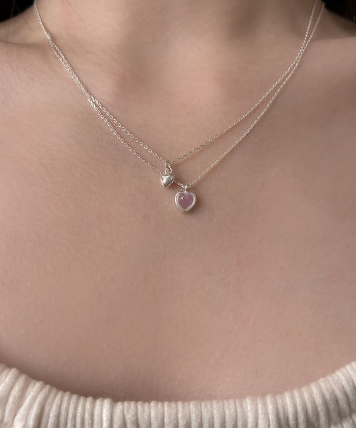 [aube n berry] 925Silver Shimmer Mini Heart Daily Silver Necklace