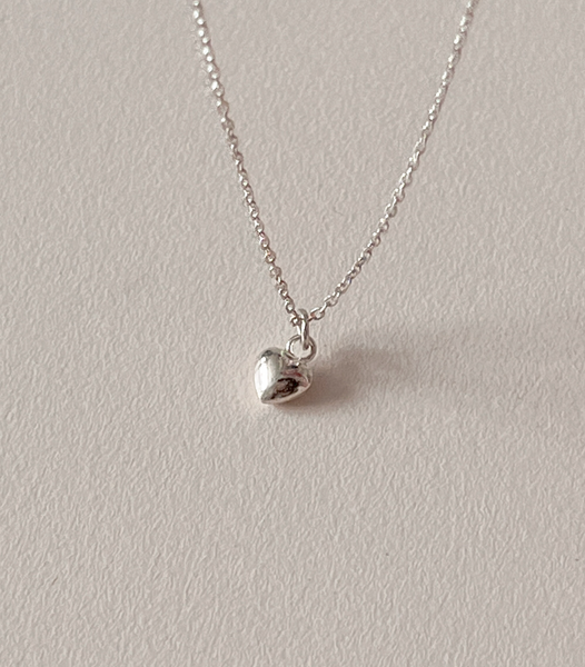 [aube n berry] 925Silver Shimmer Mini Heart Daily Silver Necklace