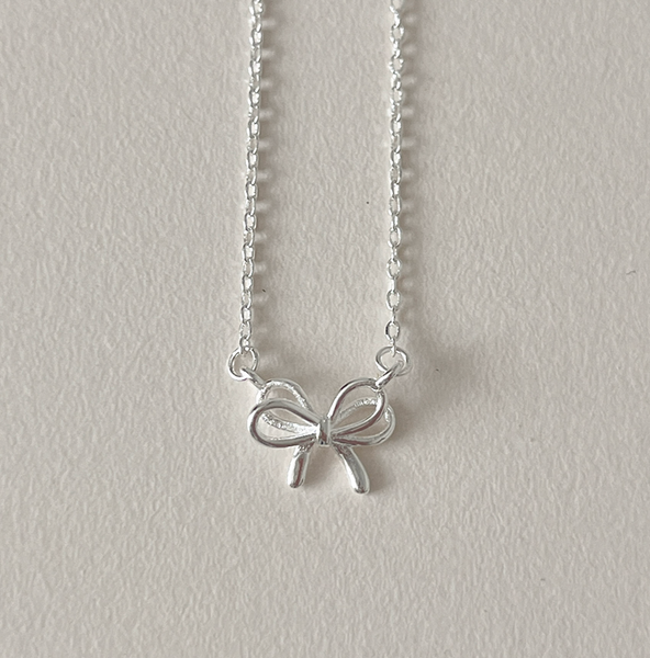 [aube n berry] 925Silver Mini Ribbon Pendant Silver Necklace