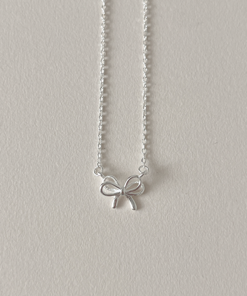 [aube n berry] 925Silver Mini Ribbon Pendant Silver Necklace