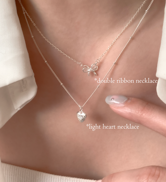 [aube n berry] 925Silver Mini Ribbon Pendant Silver Necklace