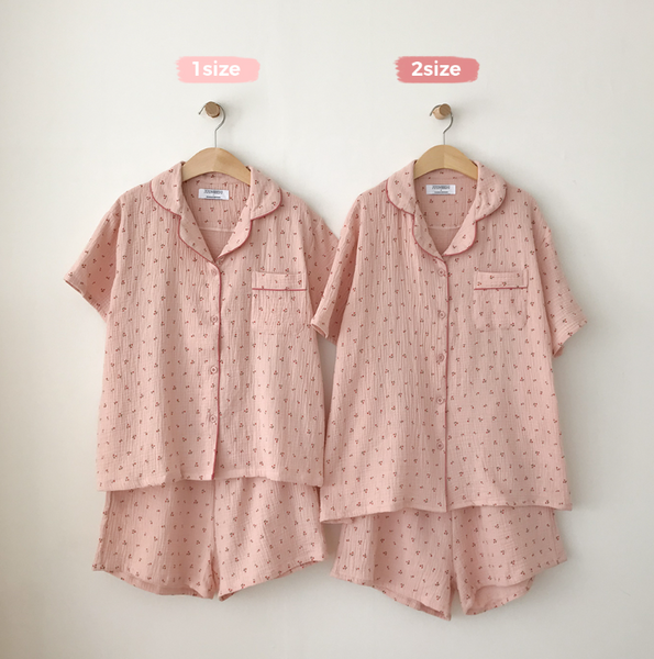 [Juuneedu] Cherry Cotton Short Sleeve Pyjamas