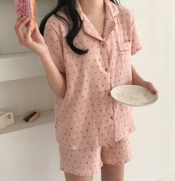 [Juuneedu] Cherry Cotton Short Sleeve Pyjamas