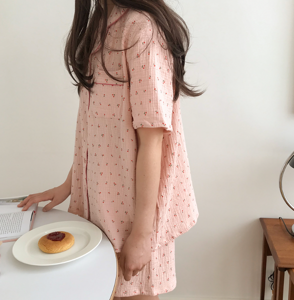 [Juuneedu] Cherry Cotton Short Sleeve Pyjamas