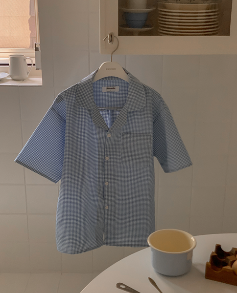 [Juuneedu] Clear Gingham Check Short Sleeve Pyjama Set