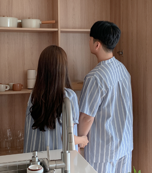 [Juuneedu] Weekend Stripe Couple Short Sleeve Pyjama Set