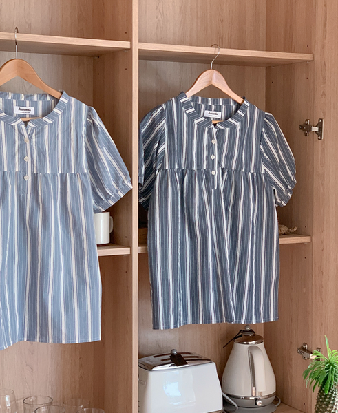 [Juuneedu] Weekend Stripe Couple Short Sleeve Pyjama Set