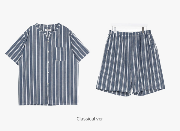 [Juuneedu] Weekend Stripe Couple Short Sleeve Pyjama Set