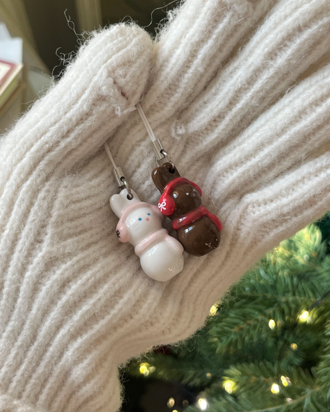 [flo.d studio] Snowman Bunny Keyring