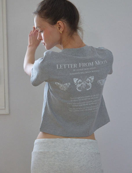 [Letter from Moon] [2件優惠價！買一送一] Triple Butterfly Embroidery Short Sleeve T-Shirt (3Colour)