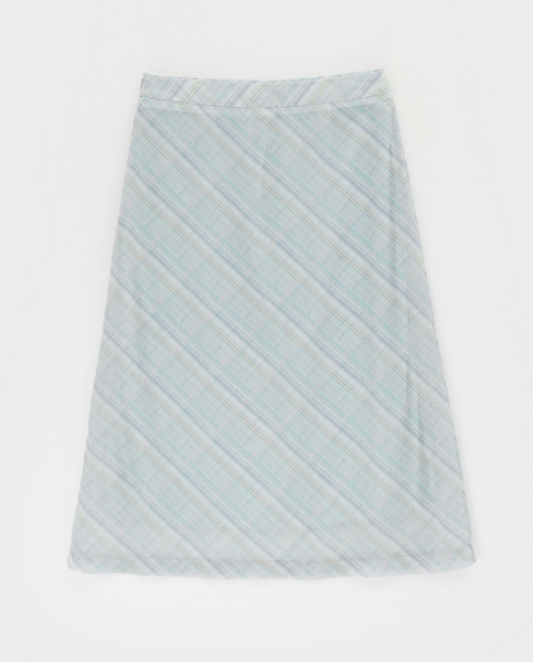 [BLACK UP] Chiffon Checkered Long Skirt