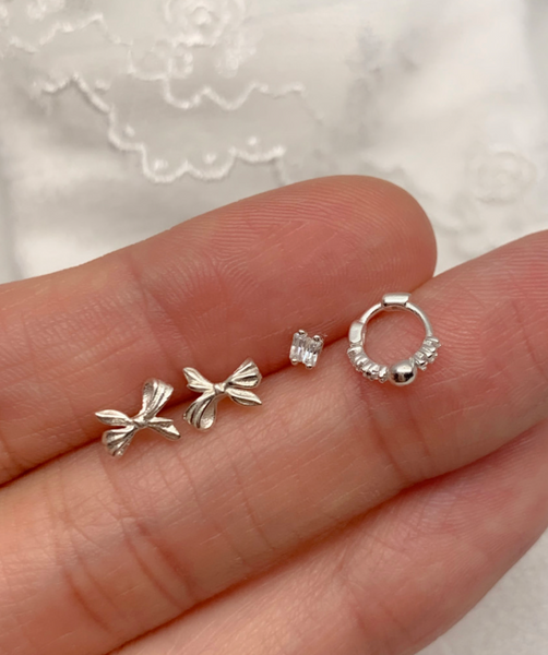 [DUNGEUREON] [925silver] Katie Ribbon Earrings Set