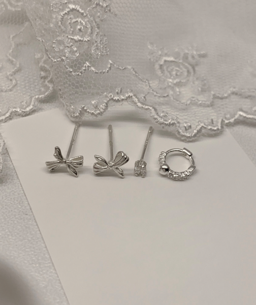 [DUNGEUREON] [925silver] Katie Ribbon Earrings Set