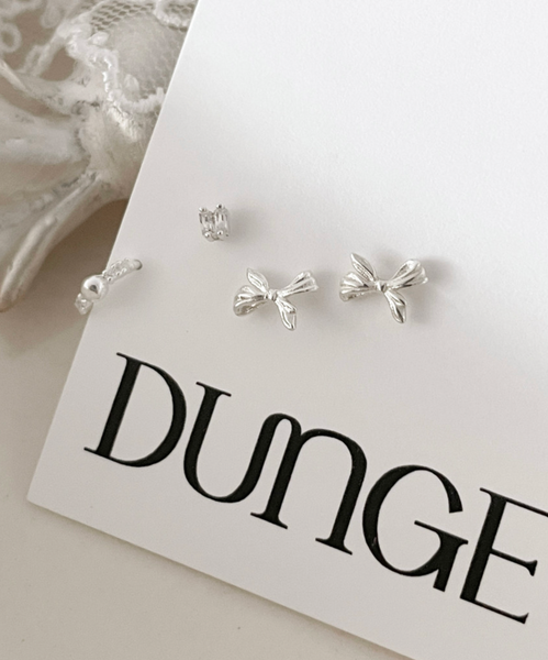 [DUNGEUREON] [925silver] Katie Ribbon Earrings Set