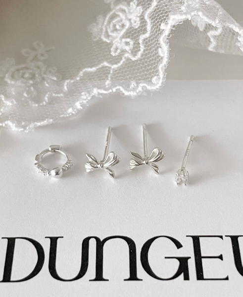 [DUNGEUREON] [925silver] Katie Ribbon Earrings Set