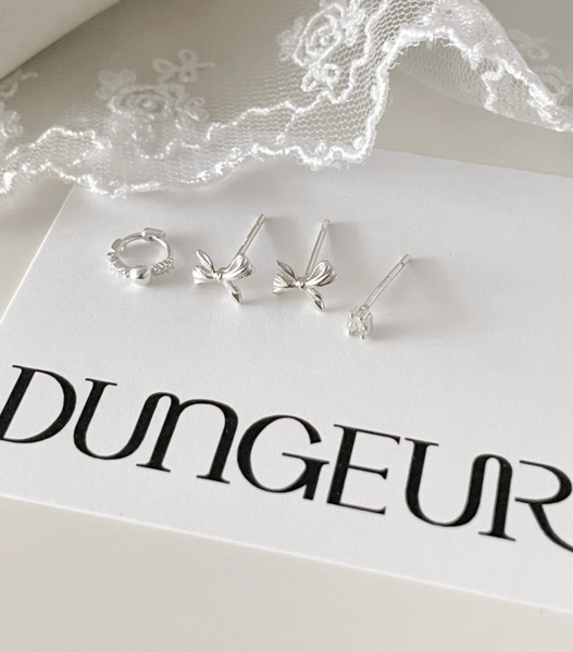 [DUNGEUREON] [925silver] Katie Ribbon Earrings Set