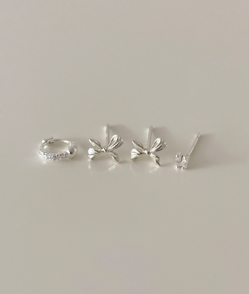 [DUNGEUREON] [925silver] Katie Ribbon Earrings Set