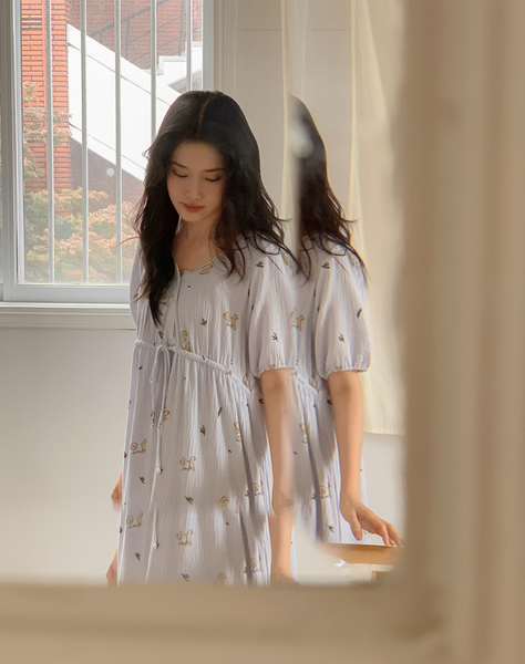 [Juuneedu] Romantic Mocha Cotton Short Sleeve Pyjama Set