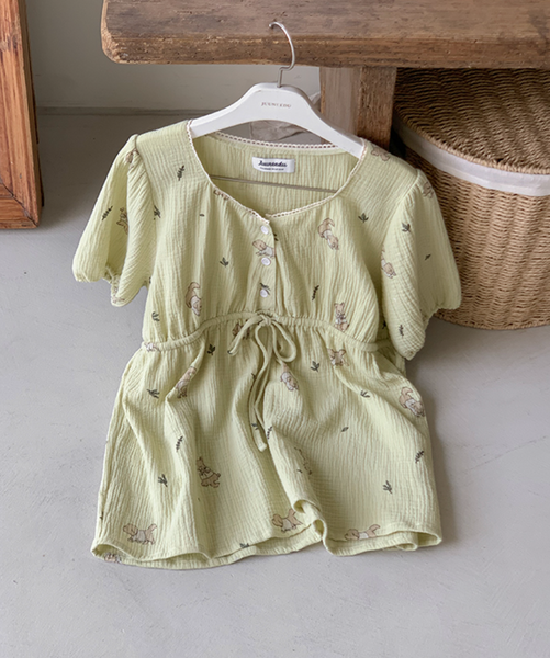 [Juuneedu] Romantic Mocha Cotton Short Sleeve Pyjama Set