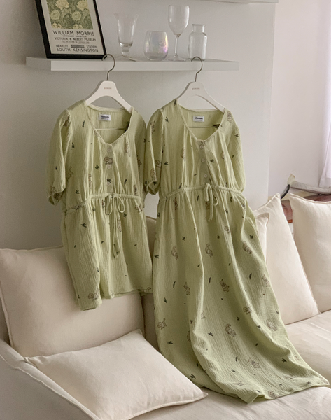 [Juuneedu] Romantic Mocha Cotton Short Sleeve Pyjama Set