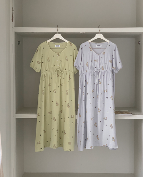 [Juuneedu] Romantic Mocha Cotton Short Sleeve Pyjama Set