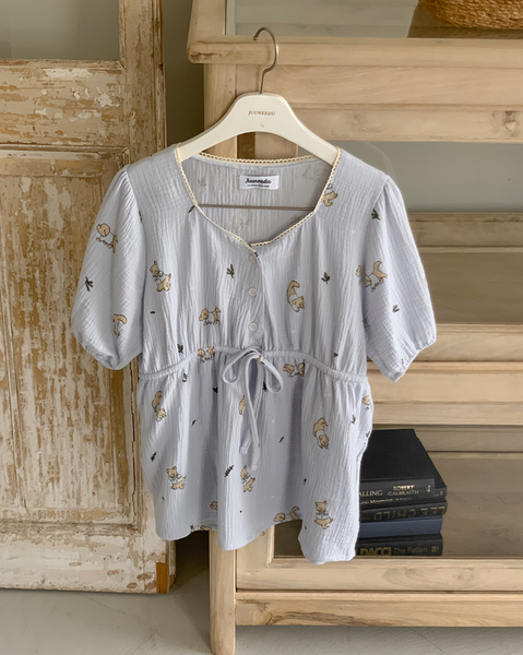 [Juuneedu] Romantic Mocha Cotton Short Sleeve Pyjama Set