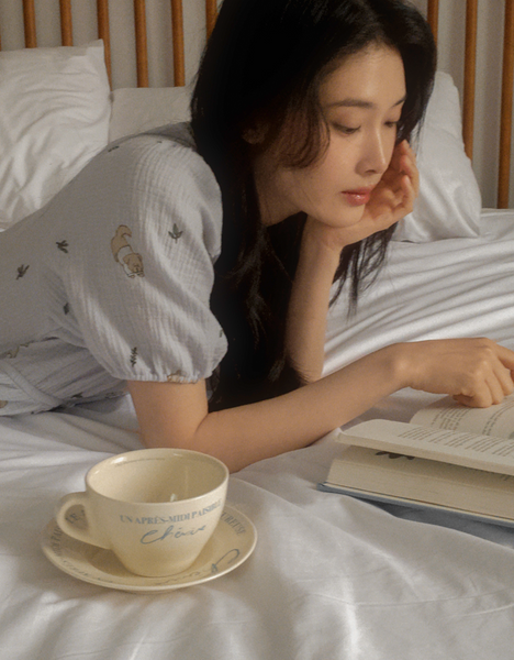 [Juuneedu] Romantic Mocha Cotton Short Sleeve Pyjama Set