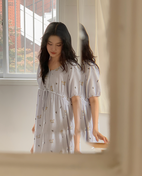 [Juuneedu] Romantic Mocha Cotton Short Sleeve Pyjama Set