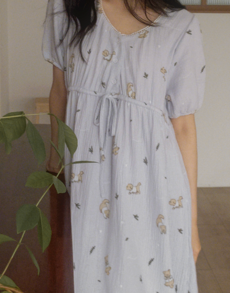 [Juuneedu] Romantic Mocha Cotton Short Sleeve Pyjama Set