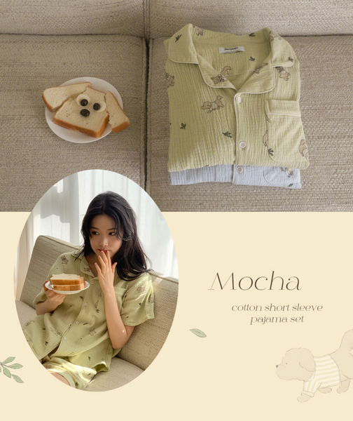 [Juuneedu] Mocha Cotton Short Sleeve Pyjama Set