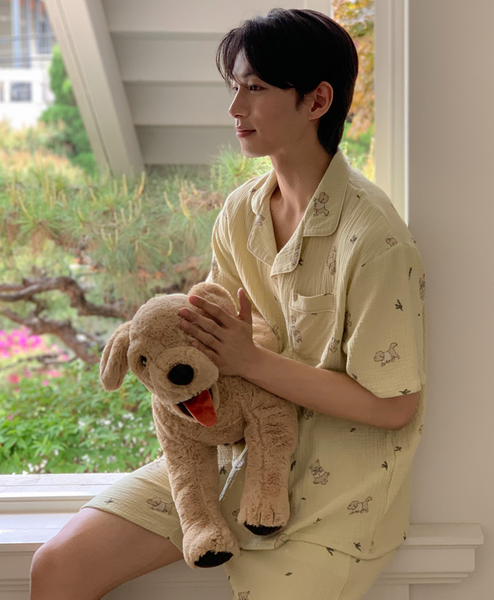 [Juuneedu] Mocha Cotton Short Sleeve Pyjama Set