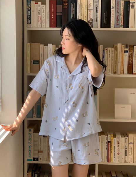 [Juuneedu] Mocha Cotton Short Sleeve Pyjama Set