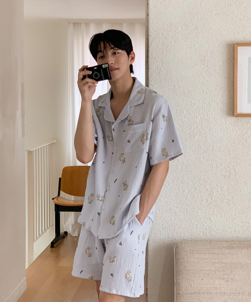 [Juuneedu] Mocha Cotton Short Sleeve Pyjama Set